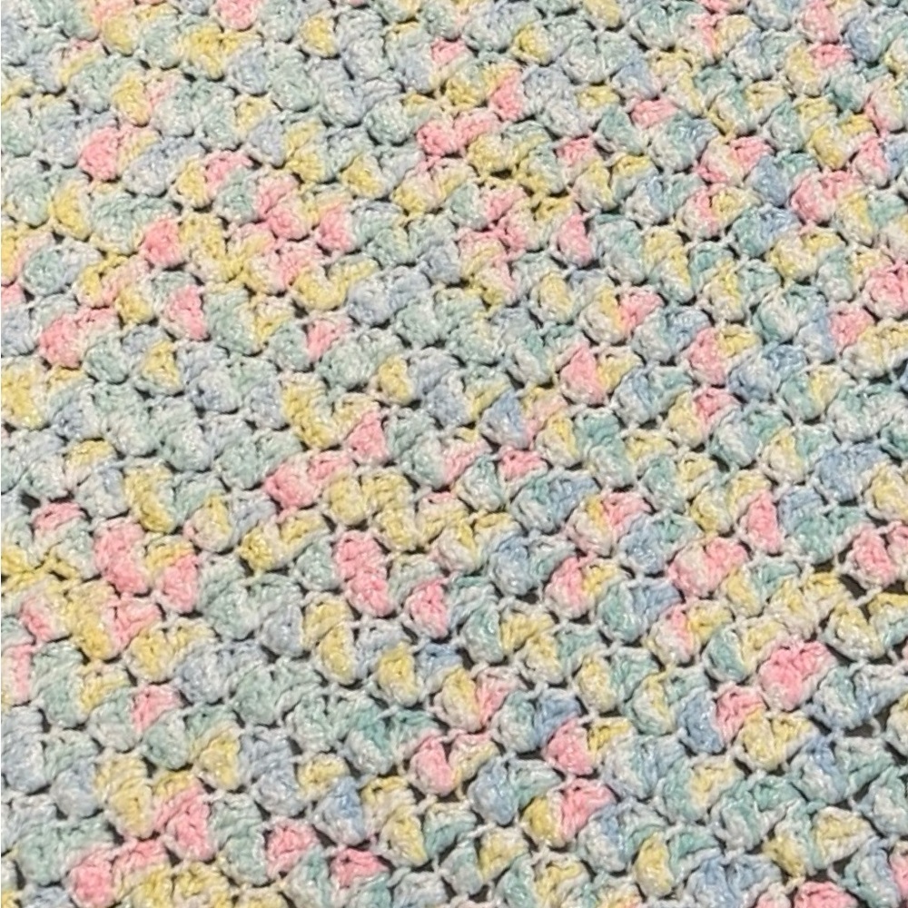 Handmade Crochet Baby Blanket Pastel Heirloom Cottagecore Nursery Throw 22x32‎ - Picture 6 of 11